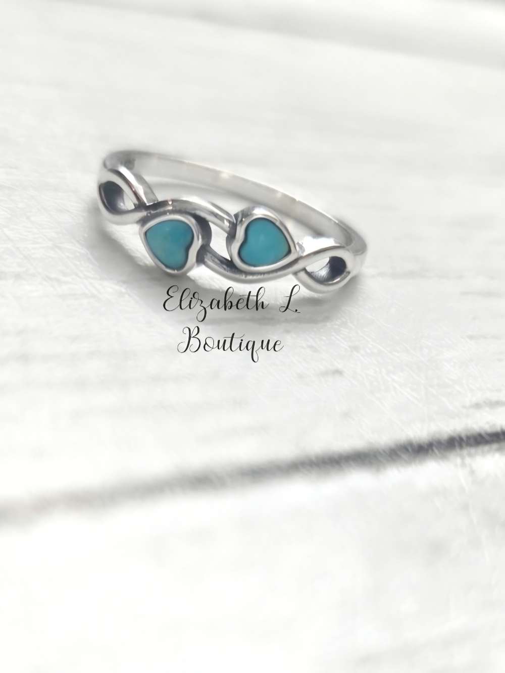 925 Sterling Silver Turquoise Heart Design Ring Boutique New!